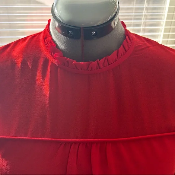 Monteau Vibrant Red Blouse with Bell Sleeves - Picture 3 of 8